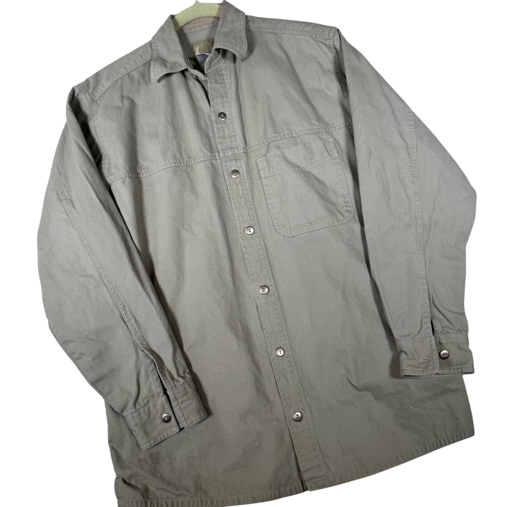 Marlboro Gear Vintage Work Shirt Mens Small 90s Heavy Cotton Canvas Stained